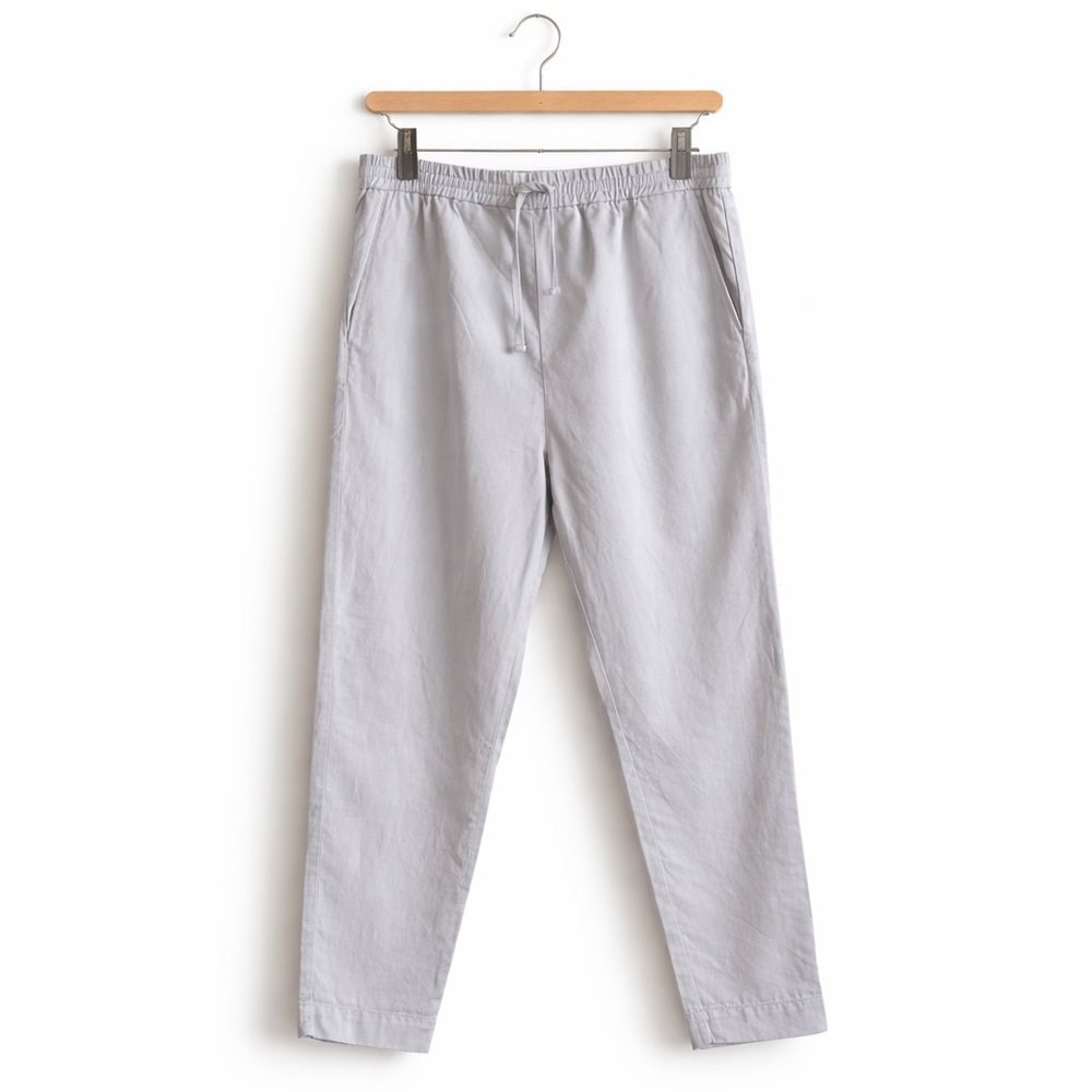COS Minimalist Drawstring Tapered Pants | Cotton Twill PullOn Trousers | Size 8